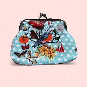 Vintage Blue & White Polka Dot Coin Purse | Retro Whimsical Change Pouch